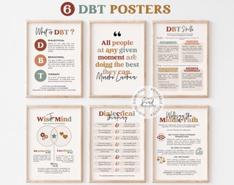 6 DBT POSTERS BUNDLE Dialectical Behavior Therapy Office Decor Therapist Office Decor School Counselor Office Decor Mental Health Poster