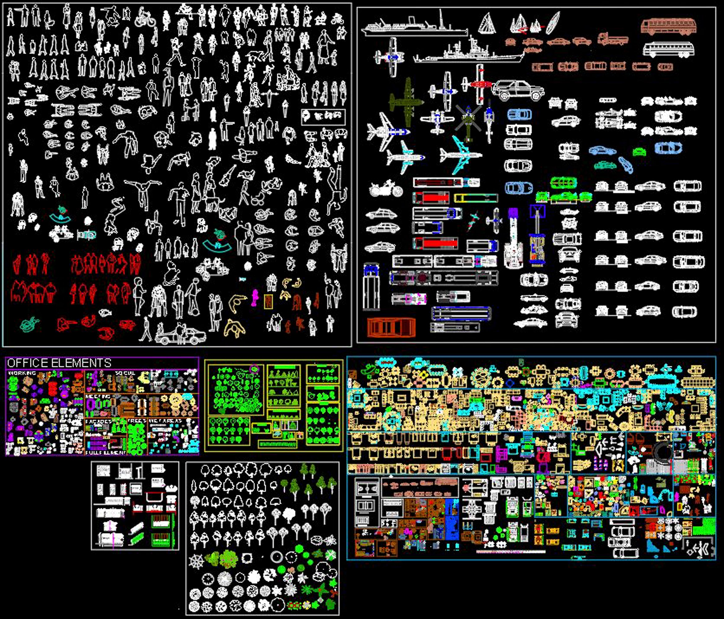 Big Cad Archieve Office Home Plant Human Iron Autocad 2D DWG Blocks Templates Drawings for