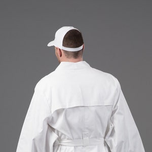 Unisex avant-garde cap in white / Minimalist baseball hat with cut out back / Futuristic trucker hat in white image 1