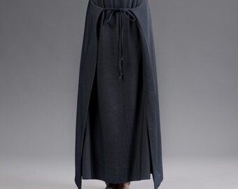 Blue Skirt with Wrap Detail / Cotton Maxi Skirt / Minimalist Long Skirt / Loose Summer Skirt / Avant Garde Clothing Women
