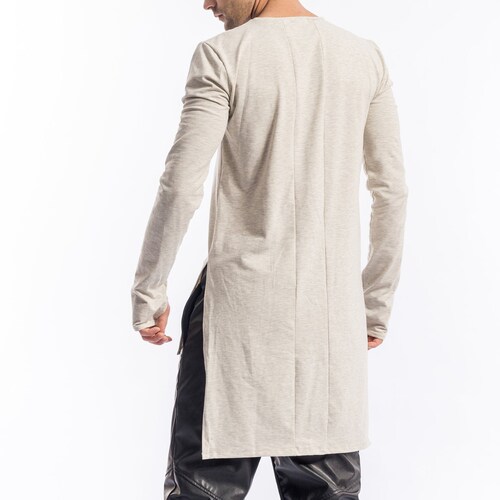 Men's Longline Tshirt / Side Slit Tshirt With Thumbholes Etsy