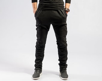 Minimalist black pants / Men's Ninja pants / Black avant garde sweatpants / Mens futuristic fashion