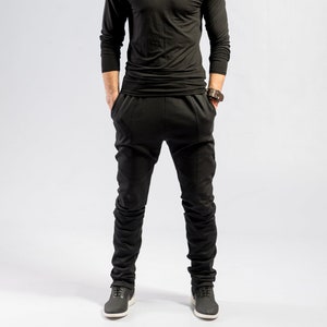 Minimalist black pants / Men's Ninja pants / Black avant garde sweatpants / Mens futuristic fashion