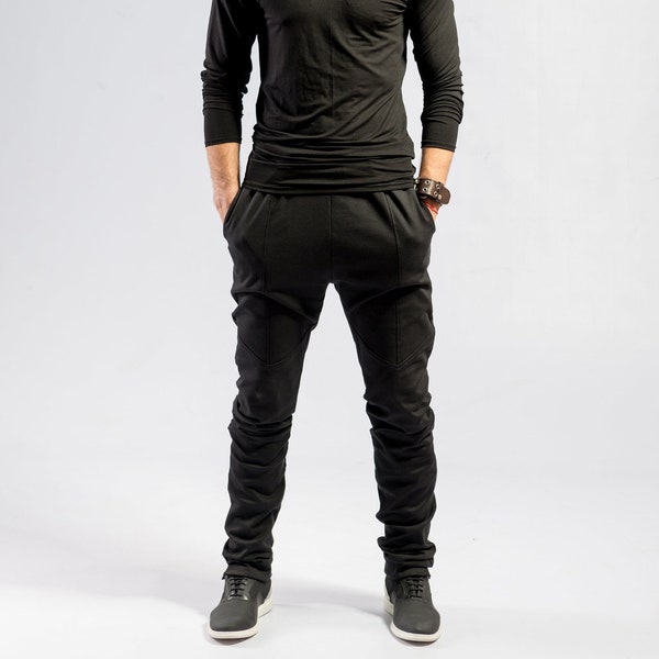 Minimalist black pants / Men's Ninja pants / Black avant garde sweatpants / Mens futuristic fashion