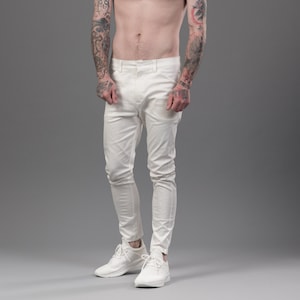 Minimalist Jeans Style Pants Men s Slim Fit Pants in off White