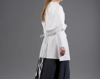 Minimalist kimono jacket / Kaftan style kimono / Cotton Kimono Blazer / Futuristic kimono / Avant-garde kaftan / Cotton Jacket in white