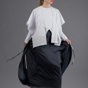 Kaftan shirt / Kimono shirt / White maxi top / Longline cardigan / Minimalist white top / White kimono jacket / Futuristic shirt image 8