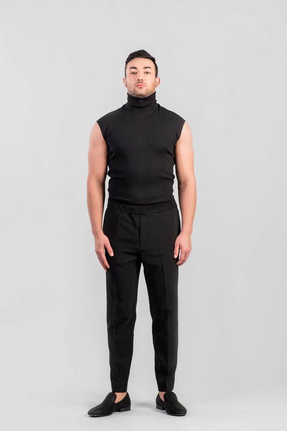 Minimalist Trouser for Men / Slim Fit Pants in Black / Trouser With Elastic  Waistband - Etsy