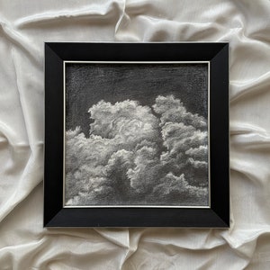 Original Cloud Drawing on Canvas, Sky Painting, Moody Landscape Art, Dark Art, Gothic Room Decor, Wall Decoration Unique Home Gifts For Him