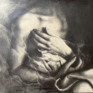 Original Pencil Drawing, Nude Female Illustration, Moody Wall Art