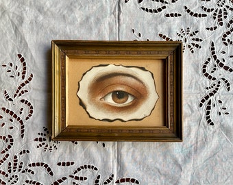 Vintage bois encadré petite peinture aquarelle lover's eye illustration art mural gothique décoration sombre université cadeau unique pour elle