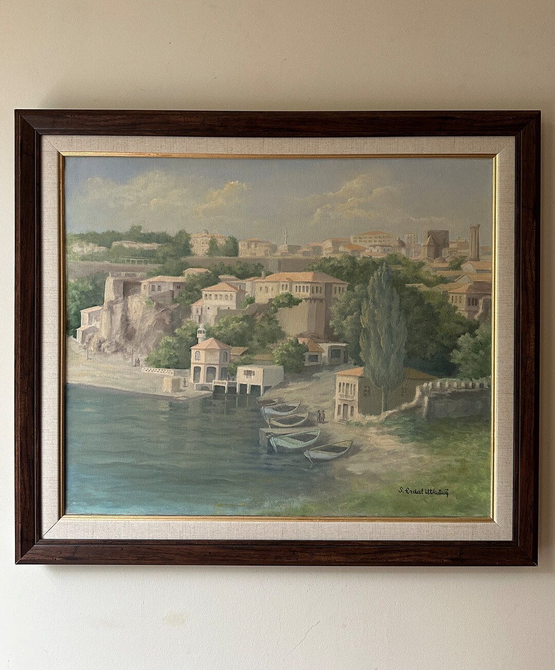 Vintage Original Landscape Painting Framed Large Oil Painting on Canvas ...