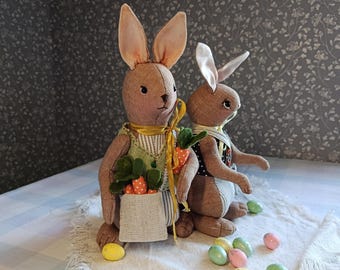 DIY Ostern Osterhase Schnittmuster - Primitiv Plushie Spielzeug, Frühling Dekor (PDF + Anleitung)