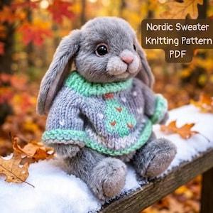 Nordic Sweater Knitting Pattern for Teddy Bear and Dolls (PDF)