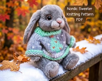 Nordic Sweater Knitting Pattern for Teddy Bear and Dolls (PDF)