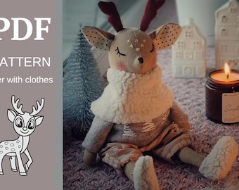 Christmas Deer. Soft Toy PDF Pattern. Christmas Sew. Winter Craft. ONLY PATTERN!