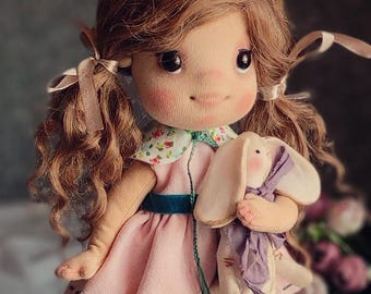 DIY Art Doll Making Kit with Video Tutorial, Needle Felting & Cloth Doll Sewing Kit, Waldorf Inspired Craft Kit for Adults, PDF Pattern