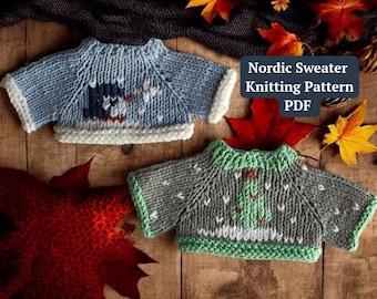 Mini Christmas Sweater Knitting Pattern – Tree & Penguin (PDF Pattern)