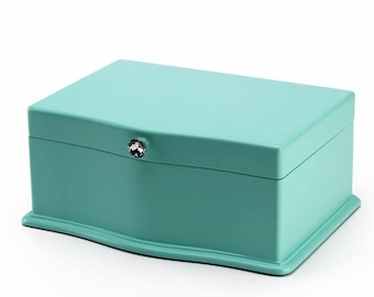 Light Blue Spinning Ballerina 18 Note Wooden Musical Jewelry Box - Many Songs to Choose