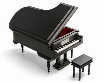 Miniatura de piano de cauda preto fosco - 18 notas