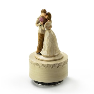 Wooden Design - Sculpted Musical Figurines in a Loving Warm Embrace - Many Songs to Choose