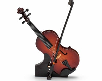 Extravagant Brown Violin Music Box Figurine With A Stand