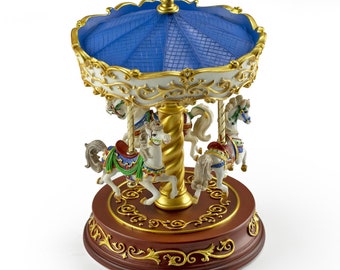 Heritage 3-Horse Rotating Colorful Musical Carousel - Choose Your Song - Many Songs to Choose