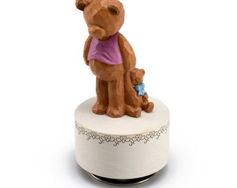 Sculpted 18 Note Toddler Bear with Stuffed Animal Musical Figurine - Choose Your Song - Many Songs to Choose