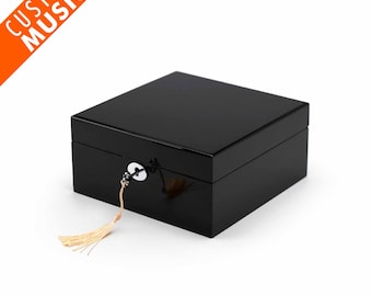 Contemporary Hi Gloss 4-Watch Macassar Finish Custom Sound Module Storage Box