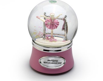 Inspiring Pink And Silver Animated Ballerina Snow Dome - Many Songs to Choose