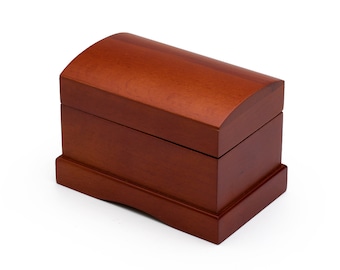 Matte Wood Tone Treasure Chest Simple 18 Note Music Ring Box - Many Songs to Choose