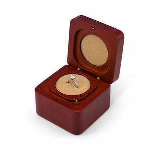 Radiant Cherry 18 Note Solid Wood Music Engagement Proposal Ring Box - Many Songs to Choose