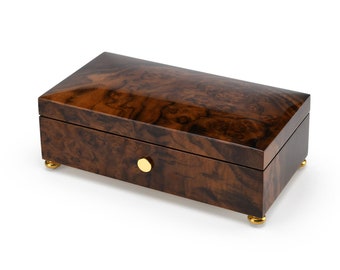 Handcrafted Dark Walnut Sankyo Music Box - 50 Note Movement