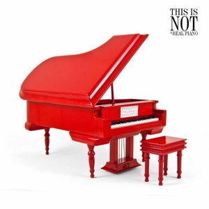 Miniature Musical Fire Engine Red Grand Piano with Bench - Many Songs to Choose