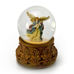 Heavenly Angel Playing Mandolin with Decorative Base Musical Water Globe - Many Songs to Choose