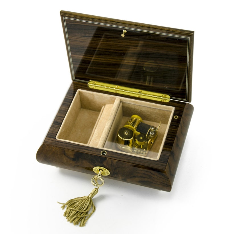 Music Box Key Floral Inlay Walnut Musical Jewelry Box – 18 Note, Lock & Key - Etsy