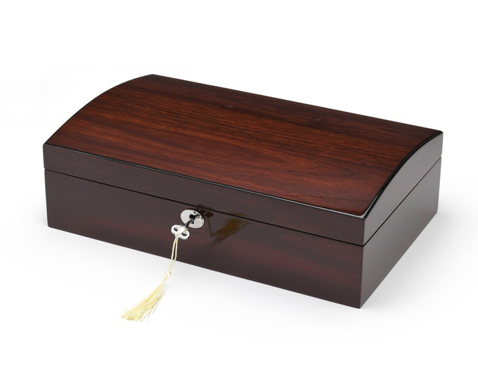 Elegant and Spacious Hi Gloss Walnut 18 Note Music Jewelry Box - Many Songs to Choose