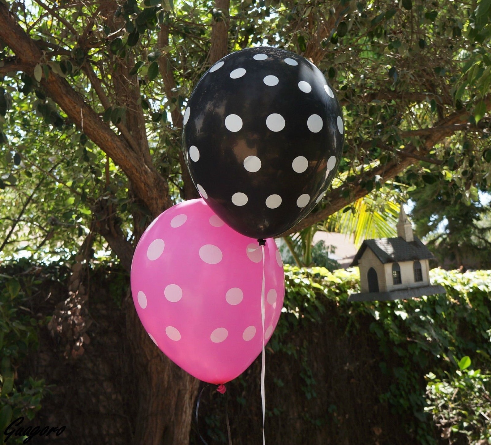 White Polka Dot Balloons Pink and Black Disney Minnie Mouse Birthday