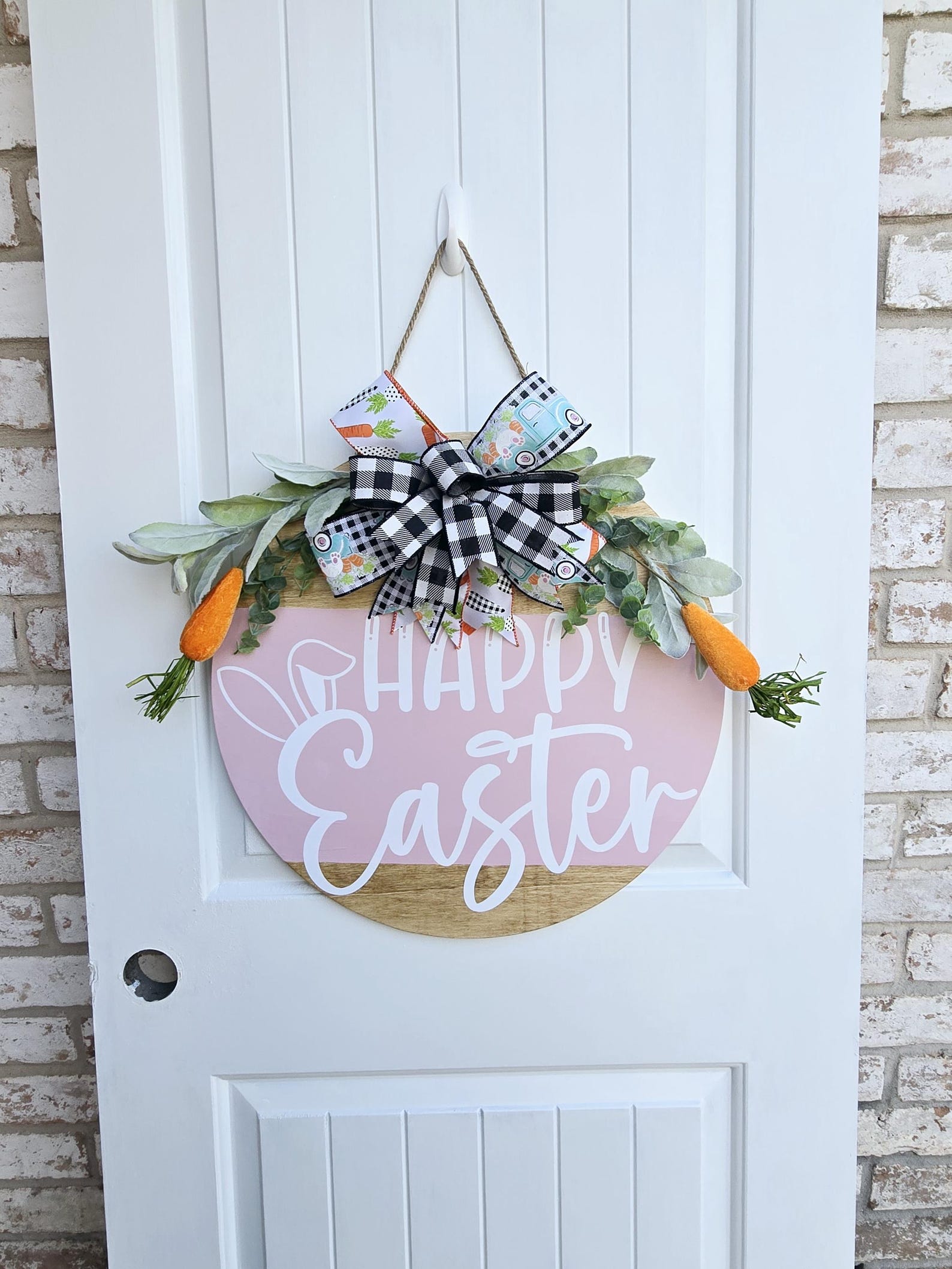 Happy Easter Door Hanger, Bunny Easter Sign, Farmhouse Spring Door ...