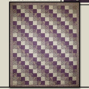 May include: A quilt pattern featuring a checkerboard design with purple and cream squares. The squares are filled with a floral pattern. The quilt is titled "Special Event" and is by Villa Rosa Designs.