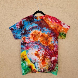 Tie Dye T-shirt, Ice Dyed, Geode, Rainbow, Gildan Ultra Cotton Shirt, Adult Unisex Medium, Ready To Ship*