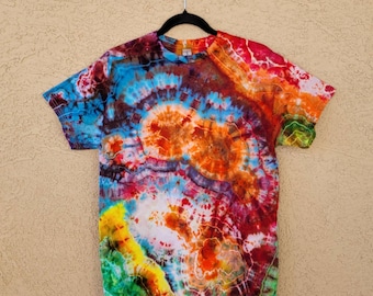 Tie Dye T-shirt, Ice Dyed, Geode, Rainbow, Gildan Ultra Cotton Shirt, Adult Unisex Medium, Ready To Ship*