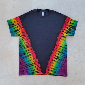 Tie Dye T-shirt, Reverse Dyed,&quot;V&quot;, Rainbow, Gildan Ultra Cotton Shirt, Adult Unisex Medium, Ready To Ship*