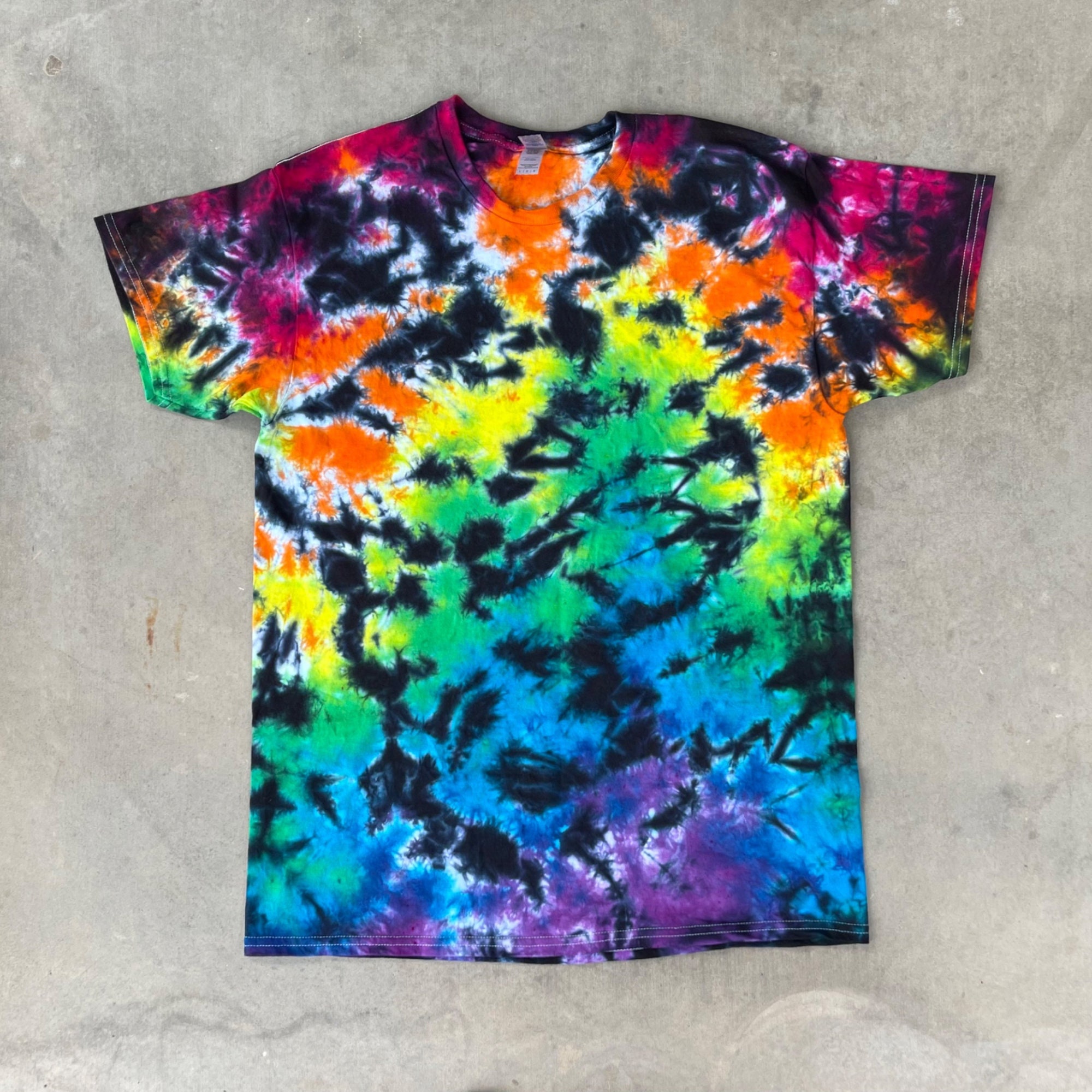 Made to Order, Tie Dye Shirt/longsleeve, Rainbow With Black
