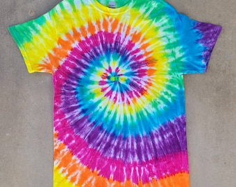 Tie Dye T-Shirt, Classic Rainbow Spiral Tie Dye Shirt, Adult Unisex, S, M, L, XL,2XL, Ready To Ship*