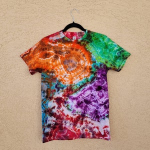 Tie Dye T-shirt, Ice Dyed, Geode, Rainbow, Gildan Ultra Cotton Shirt, Adult Unisex Small, Ready To Ship*