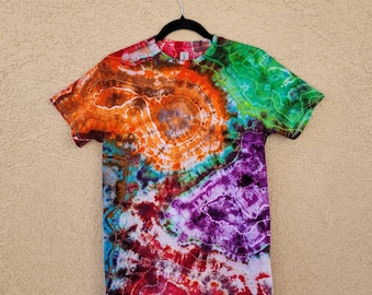 Tie Dye T-shirt, Ice Dyed, Geode, Rainbow, Gildan Ultra Cotton Shirt, Adult Unisex Small, Ready To Ship*