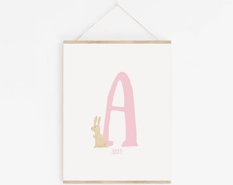 Personalisiertes Baby Zeichen für Kinderzimmer, personalisierter Druck für Babyzimmer, Baby Geschenk für Mädchen