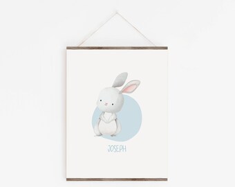 Hase Art zum ersten Geburtstag, personalisierte Babydruck für Babyparty, personalisierter Druck für Geburtstagskind