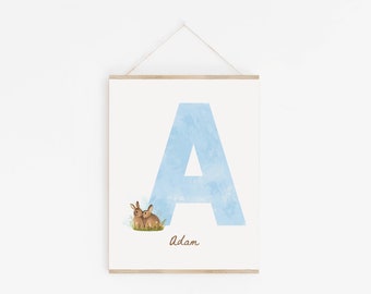 Blaues Kinderzimmer Poster fürs erste Baby, Reserviert für das Kinderzimmer des Jungen, Geschenk für Baby, Reserviert für Baby